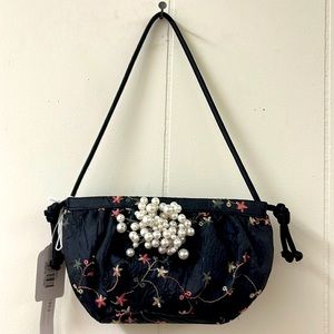 Vintage silk jacquard Anna Cecere floral handbag